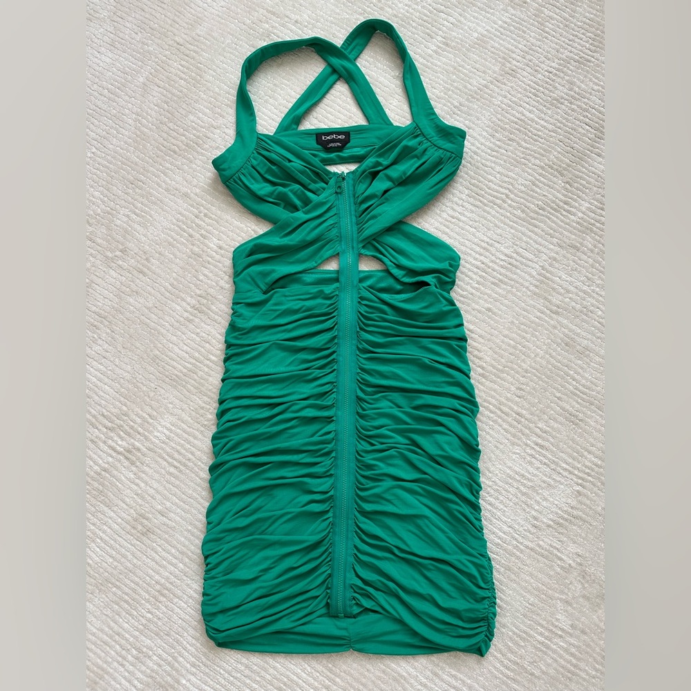 Bebe sexy mini cutout green dress